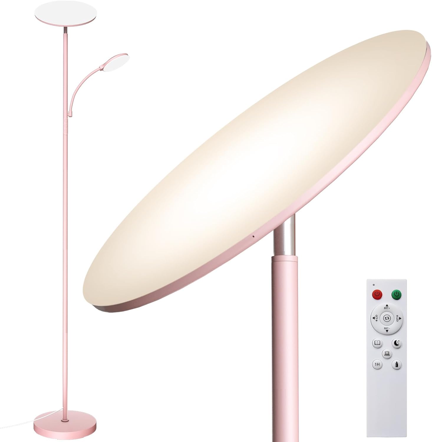 Floor Lamps for Living Room, 44W/4500LM Super Bright 2 in 1 LED Floor Lamp with Remote, Stepless Dimmable, 69" Tall Standing Floor Lamp with Bendable Reading Light for Bedroom Office