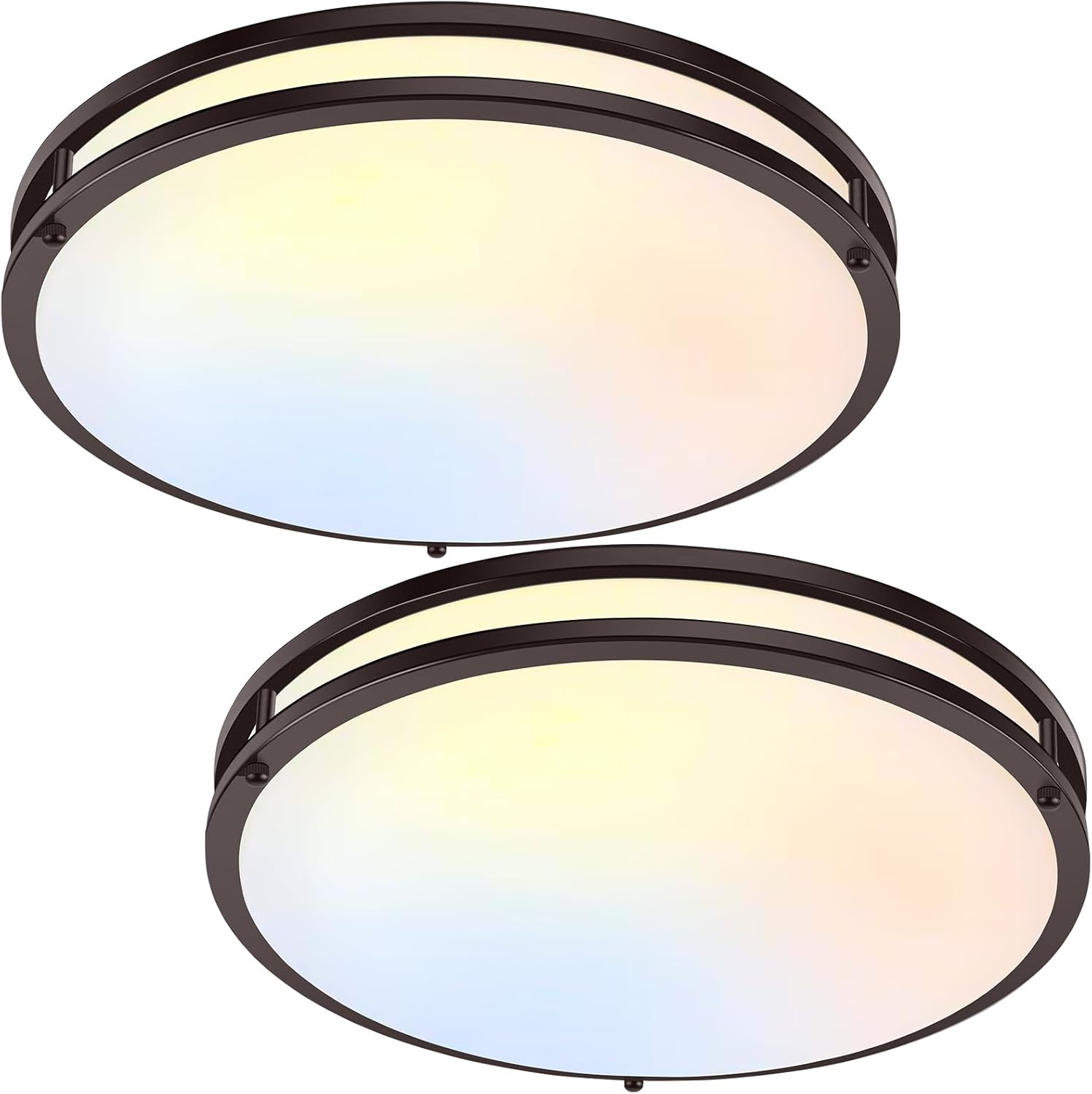 36W LED Ceiling Lights 3600lm Super Bright, Dimmable Flush Mount Light Fixtures 6500K/5000K/4000K/3000K/2700K Adjusted Modern Ceiling Lights 2PACK, 13 Inch Ceiling Lamps for Bedroom Kitchen, Nickle