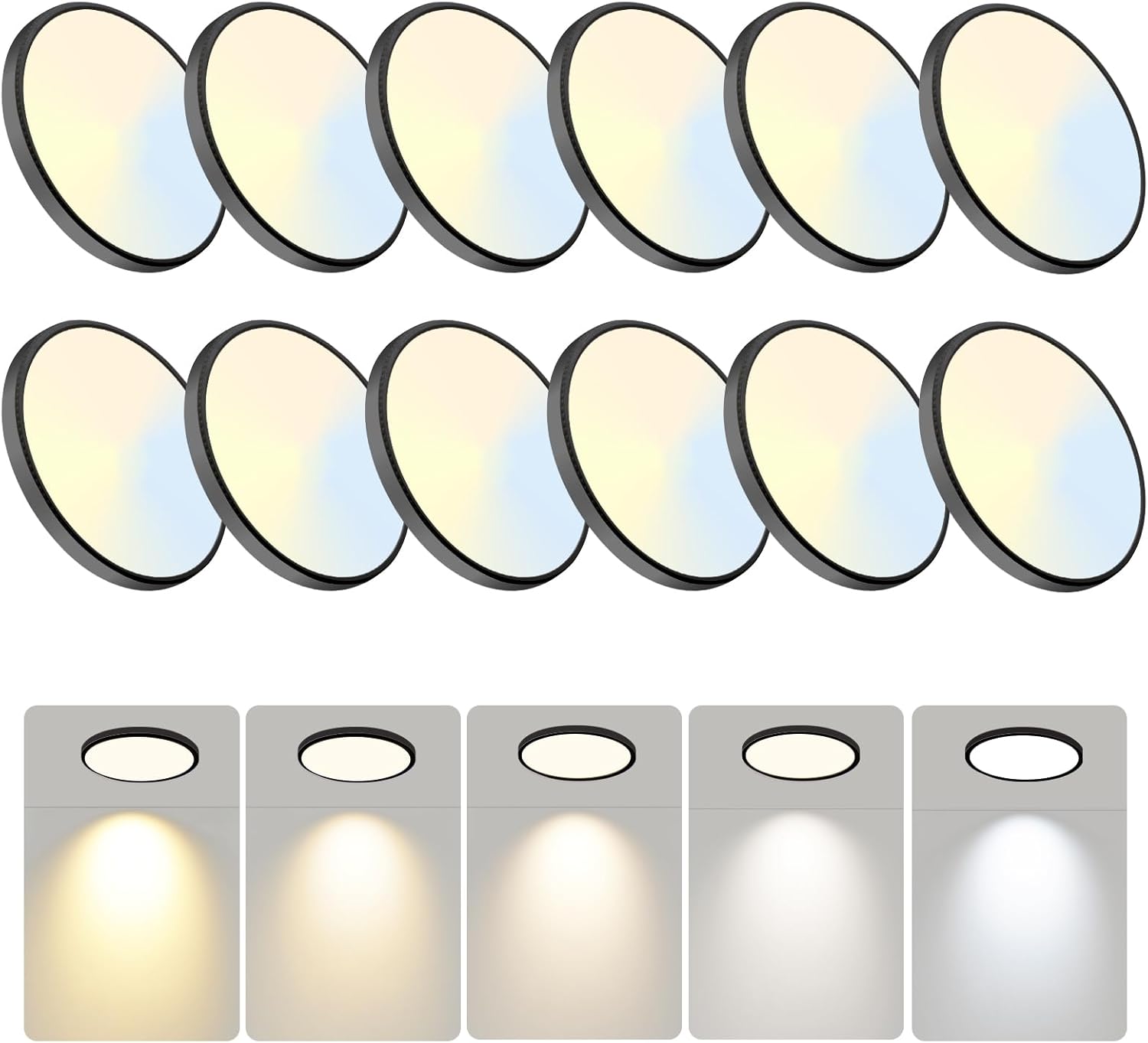 6PACK 3200lm LED Flush Mount Ceiling Light, Super Slim 12 inch LED Ceiling Light, 5000K Daylight LED Ceiling Light for Bedroom, Living Room, Dining Room, Garage and Office (White, Six Pack)