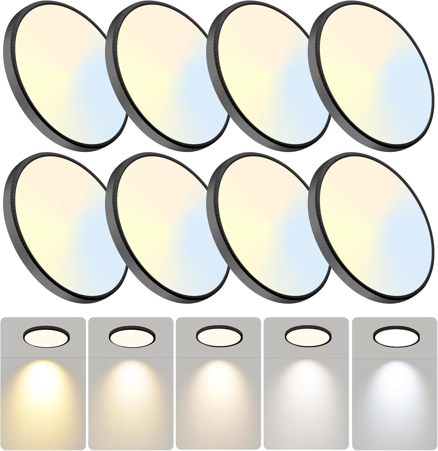 6PACK 3200lm LED Flush Mount Ceiling Light, Super Slim 12 inch LED Ceiling Light, 5000K Daylight LED Ceiling Light for Bedroom, Living Room, Dining Room, Garage and Office (White, Six Pack)