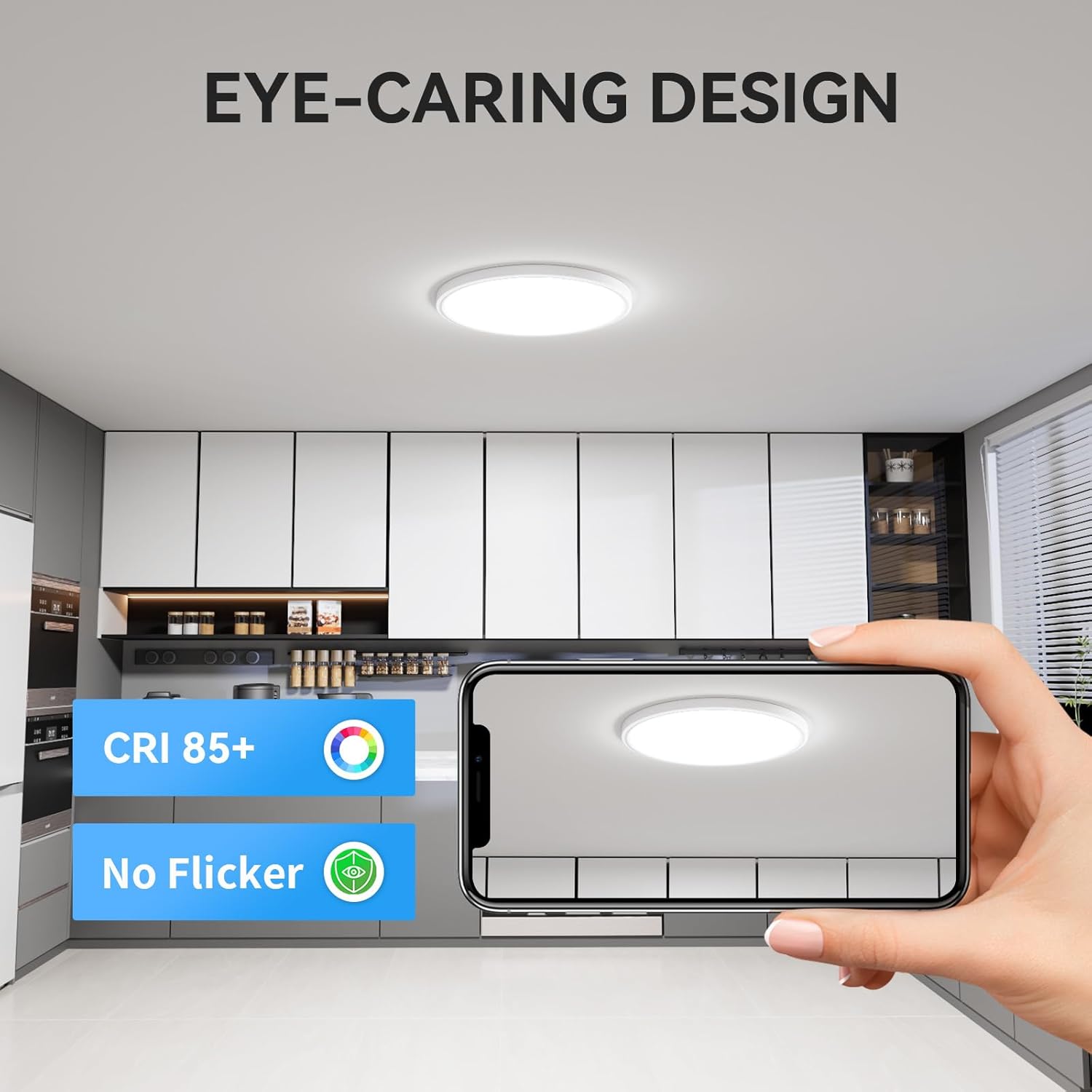 6PACK 3200lm LED Flush Mount Ceiling Light, Super Slim 12 inch LED Ceiling Light, 5000K Daylight LED Ceiling Light for Bedroom, Living Room, Dining Room, Garage and Office (White, Six Pack)