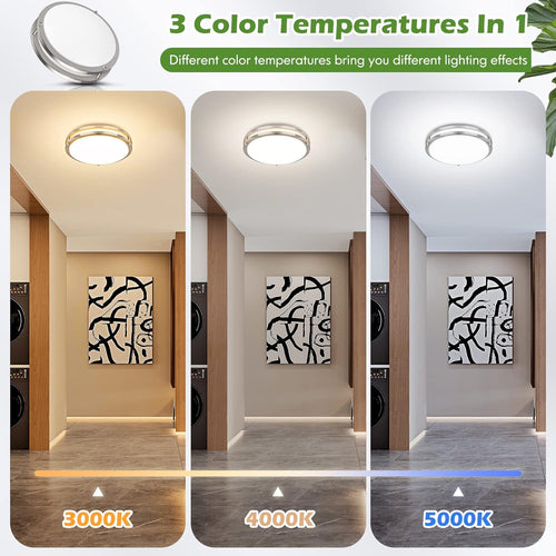 2-Pack 36W LED Ceiling Light Fixture (450W Equiv), 12IN Modern Flush Mount Ceiling Lights, Dimmable Ceiling Lamps Super Bright 3200LM, 3000K/4000K/5000K Adjustable for Bedroom Kitchen Bathroom Hallway