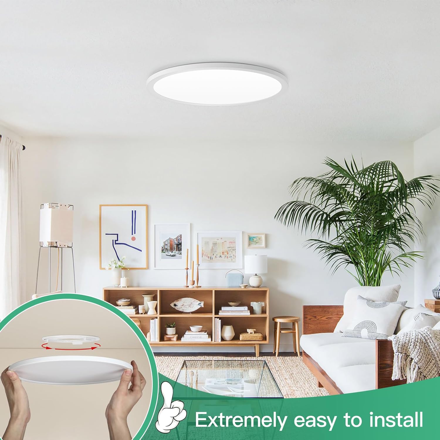 Brightever 4Pack LED Flush Mount Ceiling Light Fixture, 12 Inch 24W, Super Slim 0.67 Inch, 3200LM, Dimmable & 2700K-6500K 5 Color Selectable LED Ceiling Lights for Bedroom